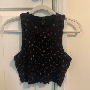 Black crop top with roses